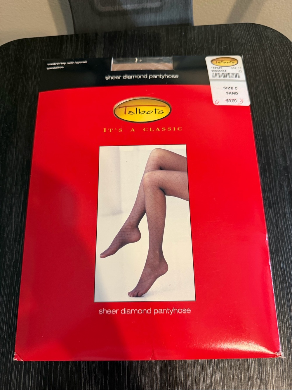 Talbots Vintage Sheer Diamond Pantyhose Size C Sand NIP
